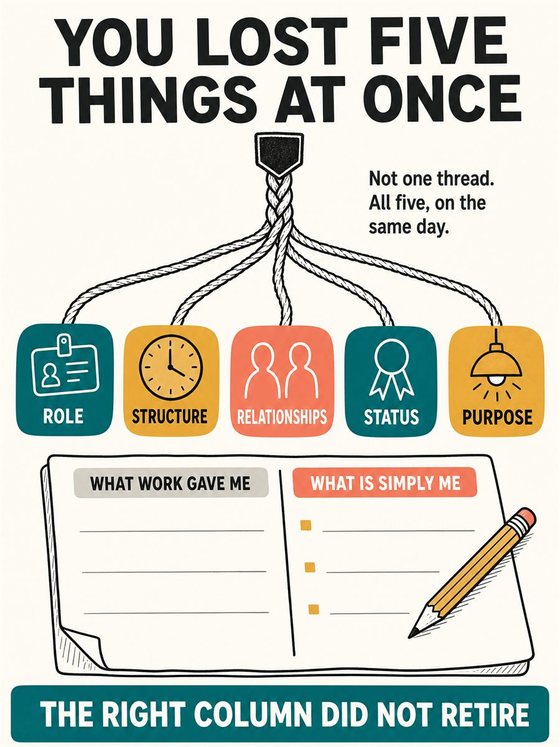 An older adult arranging a weekly life around purpose, relationships, health, learning, and rest after leaving a formal work role.
