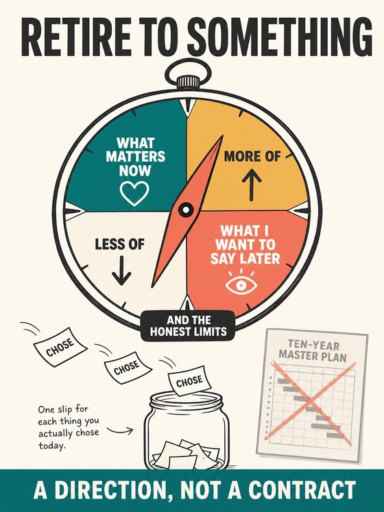 An older adult arranging a weekly life around purpose, relationships, health, learning, and rest after leaving a formal work role.