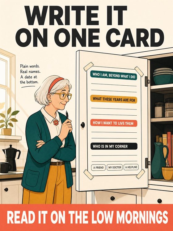 An older adult arranging a weekly life around purpose, relationships, health, learning, and rest after leaving a formal work role.