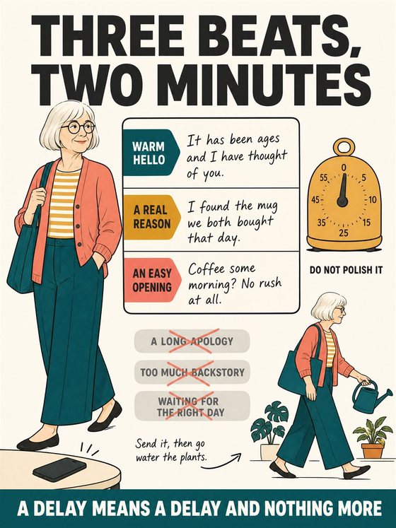 An older adult working through the practical decision represented by “reaching out without overthinking,” using a clear sequence, supportive environment, and realistic everyday tools.