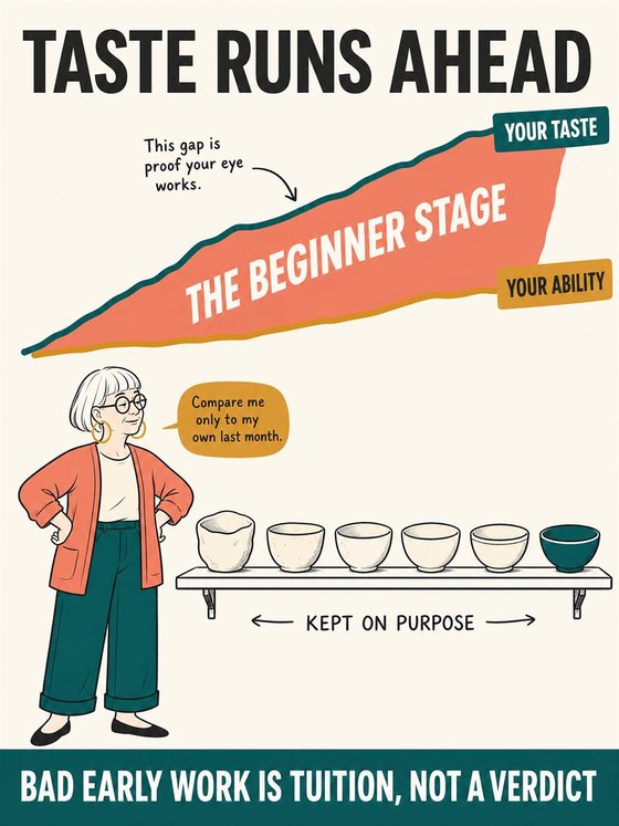 An older adult working through the practical decision represented by “the beginner stage,” using a clear sequence, supportive environment, and realistic everyday tools.