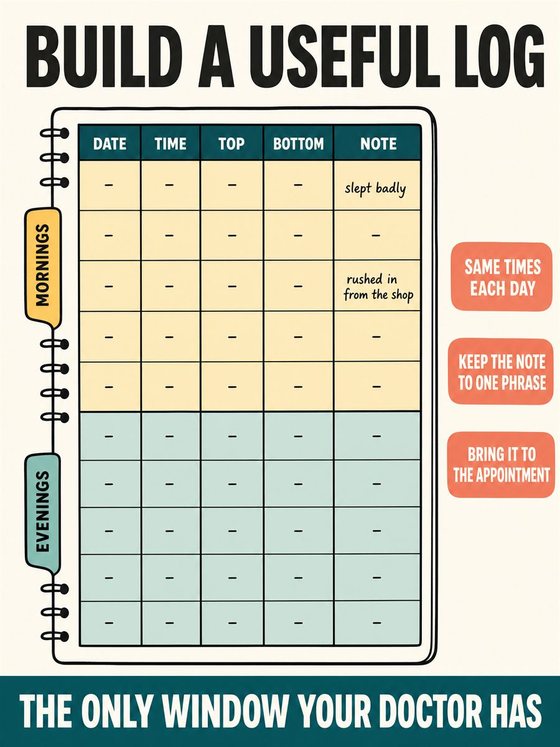An older adult working through the practical decision represented by “build a useful log,” using a clear sequence, supportive environment, and realistic everyday tools.