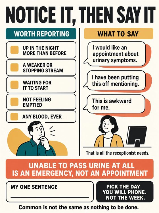 An older adult preparing respectful, specific questions for a clinician, portrayed with dignity and privacy.