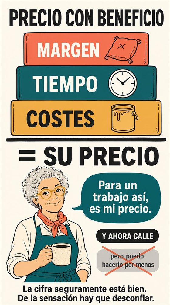 Una persona mayor compara con calma dos opciones en una mesa, con una calculadora y categorías bien separadas, sin cifras de dinero a la vista.