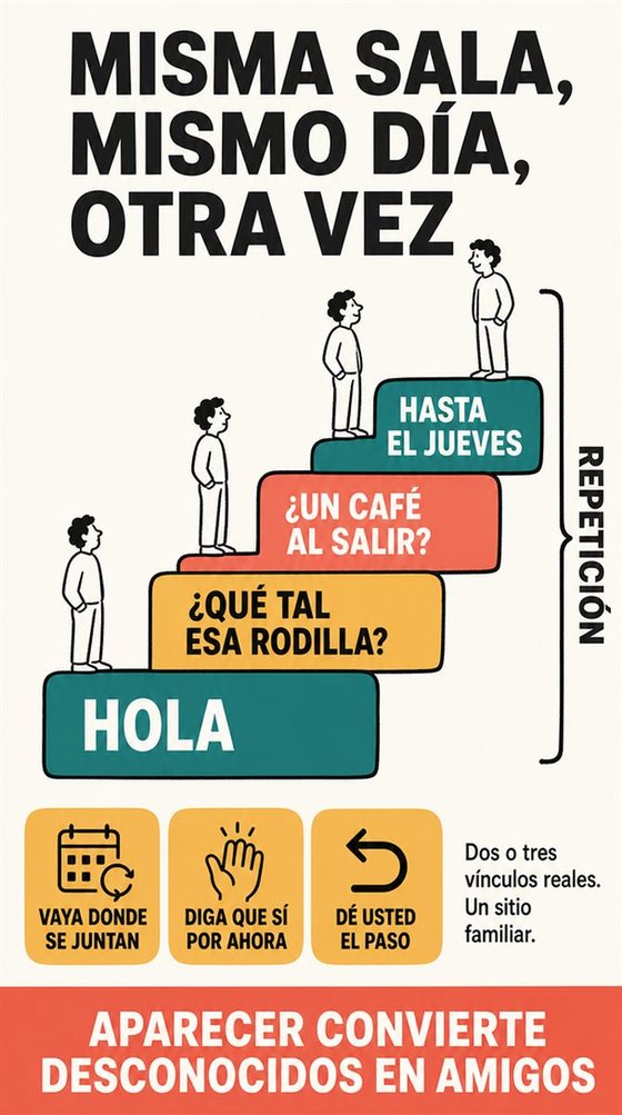 Personas mayores que se relacionan en un paseo, una mesa compartida, una clase o una actividad de voluntariado, en un entorno comunitario acogedor.