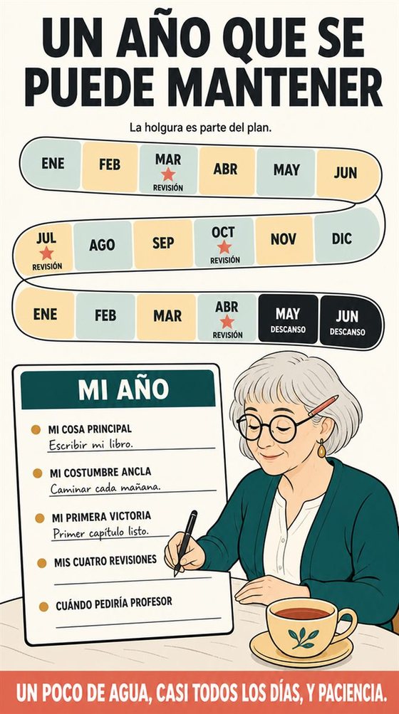 Una persona mayor practica una habilidad nueva en sesiones cortas y concentradas, con el avance visible a lo largo de varios intentos.