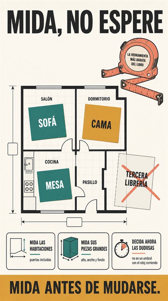 Una persona mayor clasifica sus pertenencias en categorías de quedarse, compartir, vender, donar y soltar, en una habitación luminosa y despejada.