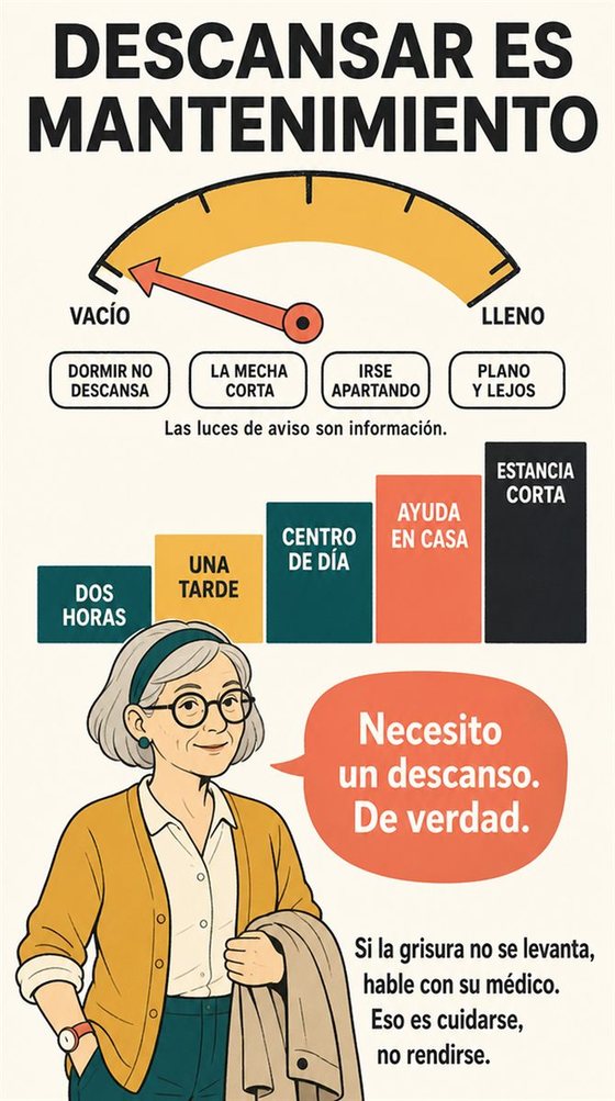 Una persona que cuida y su ser querido mayor repasan juntos un plan de cuidados práctico que equilibra el apoyo, la autonomía y el descanso.
