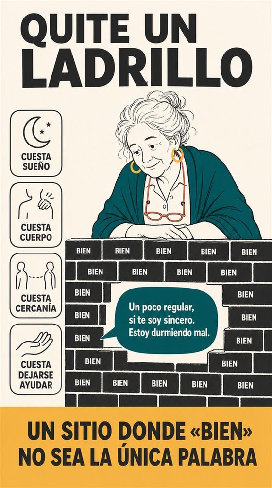 Una persona mayor resuelve la decisión práctica que representa «lo que cuesta estar siempre bien», con una secuencia clara, un entorno que acompaña y objetos cotidianos reales.