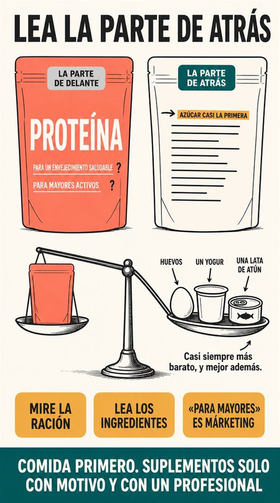 Una persona mayor prepara una comida práctica y colorida para una o dos personas, con ingredientes fáciles de conseguir y una encimera despejada.
