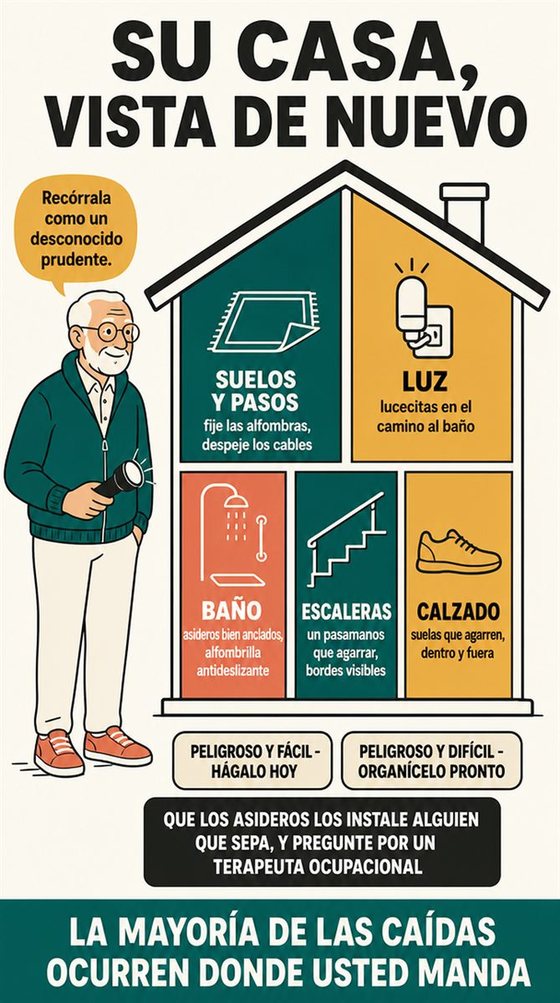 Una persona mayor usa una tableta para convertir una pregunta práctica en una respuesta clara, con señales visuales sencillas de pregunta, ajuste y comprobación.