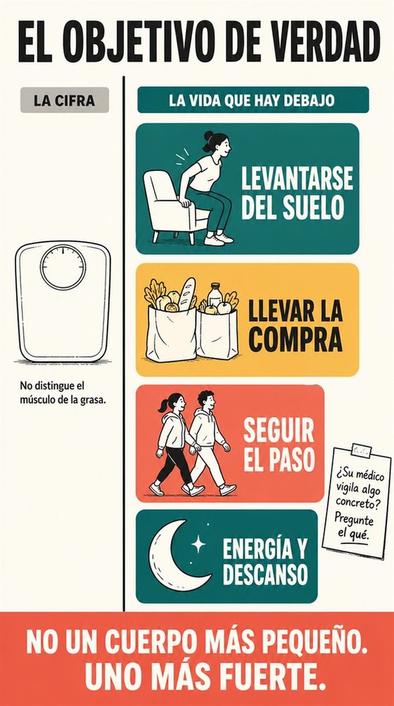 Una persona mayor sigue su fuerza, su energía, cómo le queda la cintura y sus costumbres, en lugar de fijarse solo en la báscula.