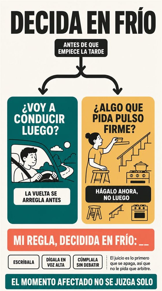 Una persona mayor realiza un movimiento seguro y funcional junto a un apoyo firme, en una casa luminosa o en un espacio comunitario.