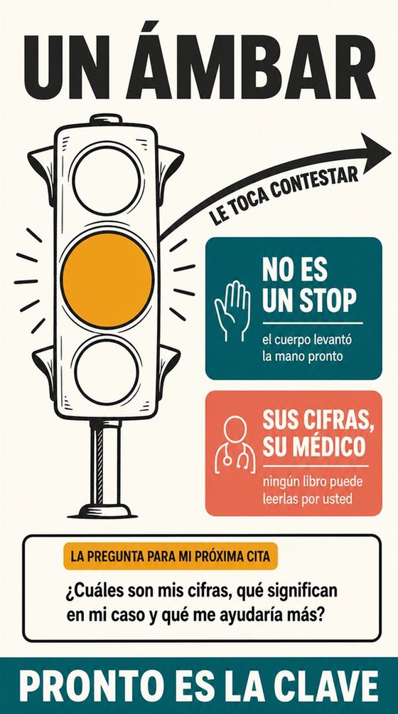 Una persona mayor combina un plato equilibrado con un paseo corto y una rutina sencilla de seguimiento.