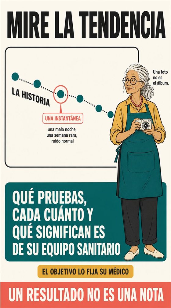Una persona mayor resuelve la decisión práctica que representa el «seguimiento y las revisiones», con una secuencia clara, un entorno que acompaña y herramientas corrientes.