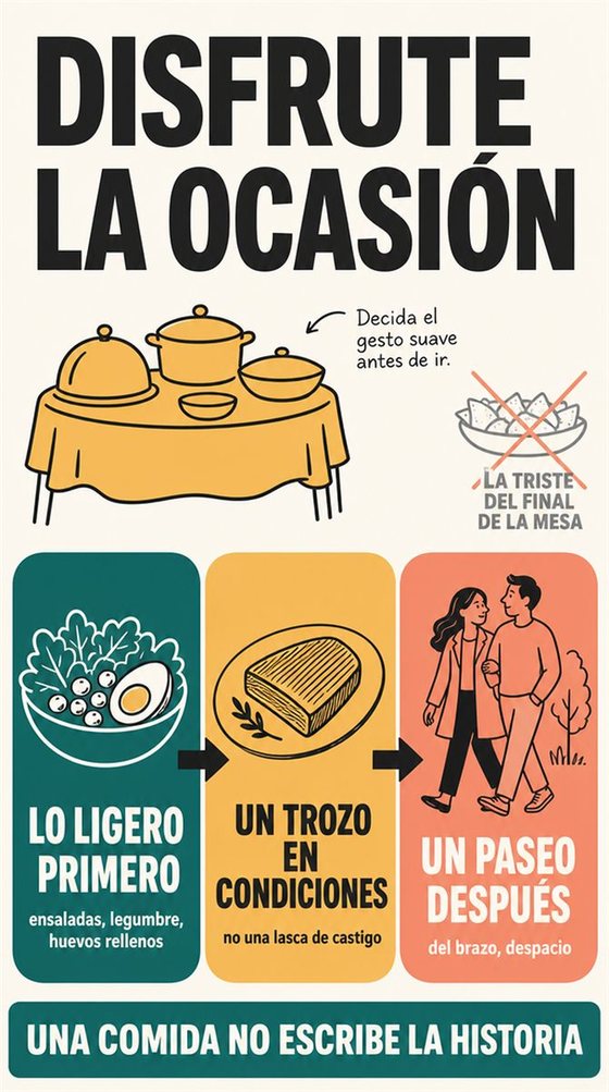 Una persona mayor resuelve la decisión práctica que representan «comer fuera, los viajes y las celebraciones», con una secuencia clara, un entorno que acompaña y herramientas corrientes.