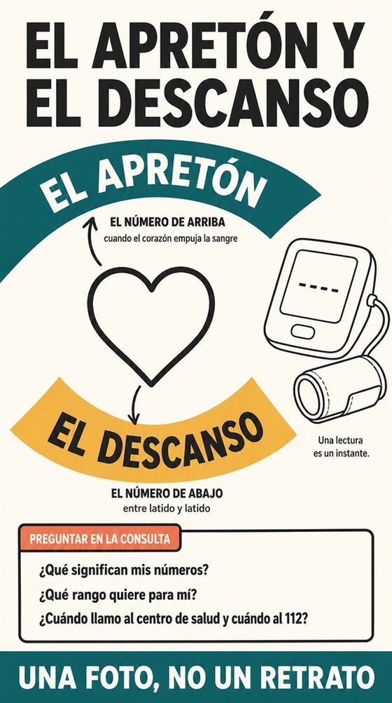 Una persona mayor, bien sentada, se toma la tensión en casa con calma, con los pies apoyados y el brazo descansando.