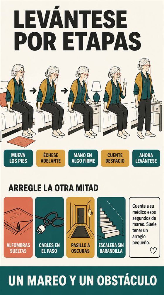 Una persona mayor realiza un movimiento funcional seguro cerca de un apoyo firme, en una casa o un espacio comunitario luminoso.