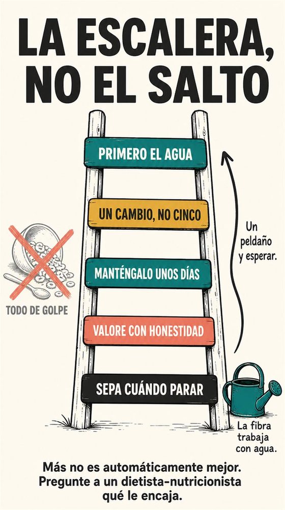 Una persona mayor ajusta las comidas, los líquidos, el movimiento y los horarios para estar más cómoda con su digestión, con un flujo simbólico y suave en lugar de anatomía.