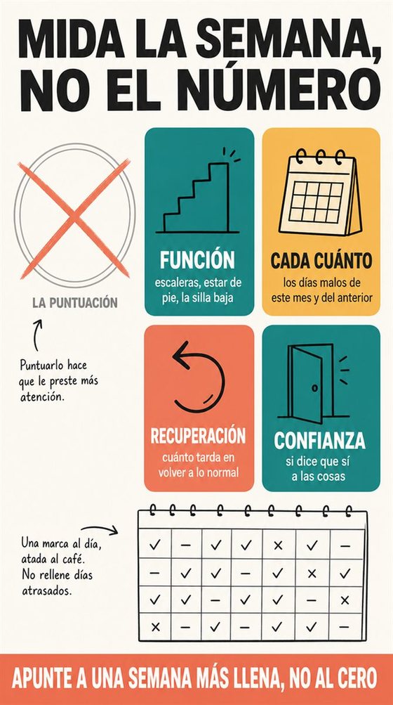 Una persona mayor usa una tableta para convertir una pregunta práctica en una respuesta clara, con señales visuales sencillas de pregunta, ajuste y comprobación.