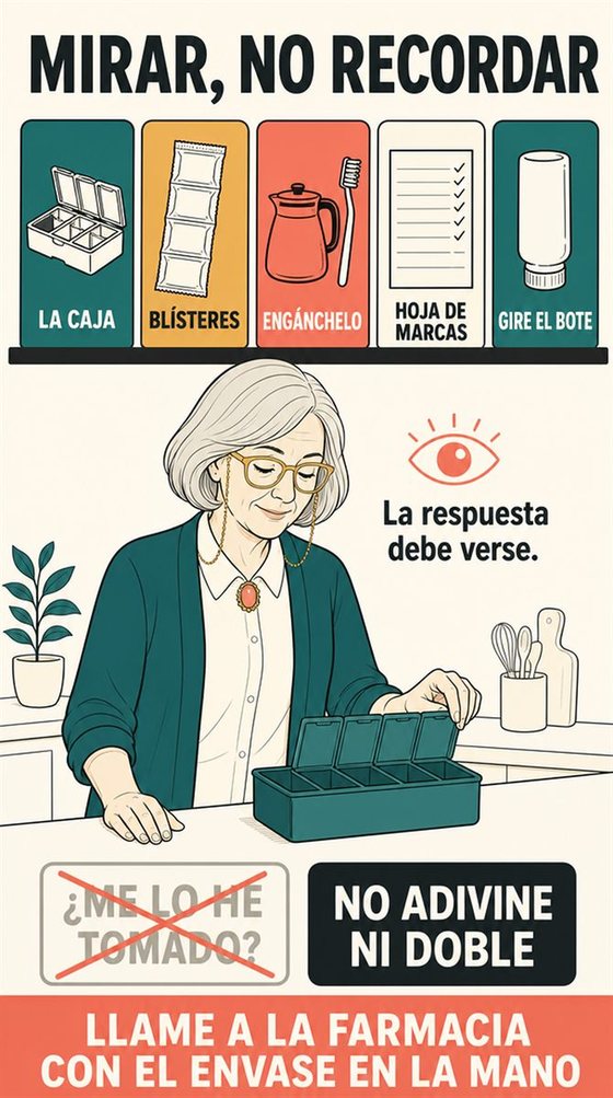 Una persona mayor usa una tableta para convertir una pregunta práctica en una respuesta clara, con señales visuales sencillas de pregunta, ajuste y comprobación.