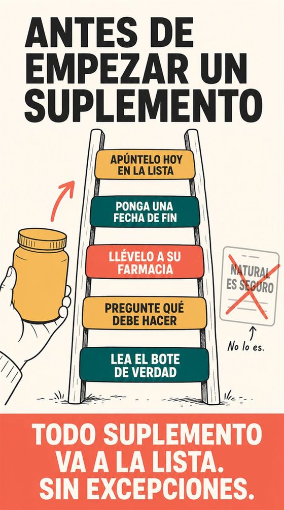 Una persona mayor y su farmacéutico repasan una lista completa de medicamentos y un sistema diario bien organizado.