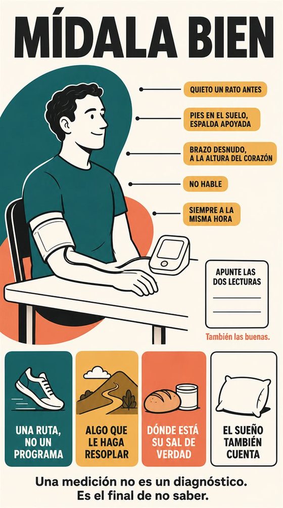 Una persona mayor prepara sus preguntas y una hoja breve de información antes de una cita médica, sin imágenes de pruebas ni diagnósticos.
