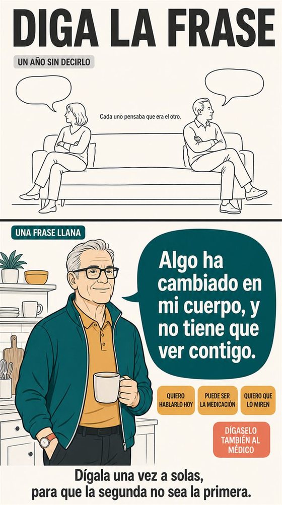 Una persona mayor prepara sus preguntas y una hoja breve de información antes de una cita médica, sin imágenes de pruebas ni diagnósticos.