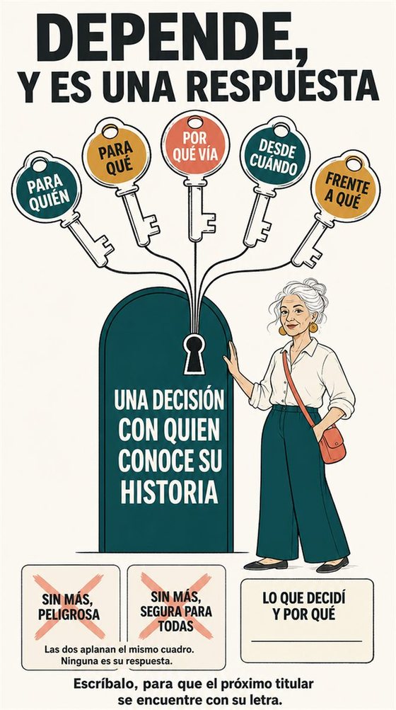 Una persona mayor prepara preguntas concretas y respetuosas para su médico, retratada con dignidad e intimidad.