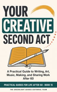 Your Creative Second Act — An older adult in a bright creative studio beginning a painting, story, instrument practice, or craft project with visible momentum.
