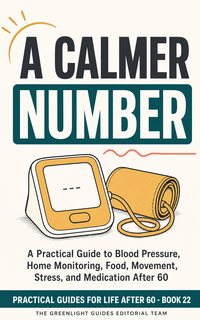 A Calmer Number — An older adult taking a home blood-pressure reading correctly in a calm morning setting, with a simple log and medication list nearby.