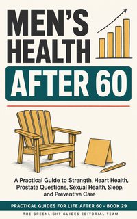 Men’s Health After 60 — A diverse older man living actively while calm health symbols suggest heart, strength, sleep, preventive care, and honest conversation.