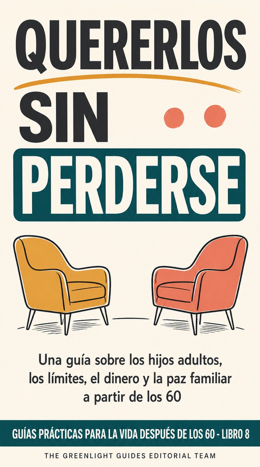 Quererlos sin perderse — Una madre o un padre mayor y su hijo adulto conversan a ambos lados de una mesa con afecto, con un espacio personal claro y un límite visible representado por dos círculos que se superponen sin dejar de ser distintos.