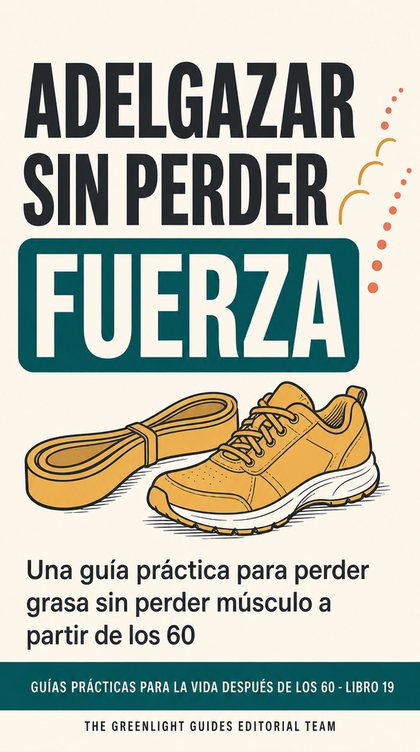 Adelgazar sin perder fuerza — Una persona mayor prepara una comida equilibrada y apetecible mientras unas bandas elásticas y unos zapatos de andar sugieren la actividad que conserva el músculo.