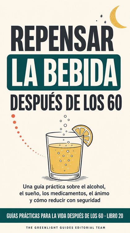 Repensar la bebida después de los 60 — Una persona mayor elige una bebida sin alcohol y una rutina tranquila para la tarde, con el vino apartado y sin ningún juicio moral.
