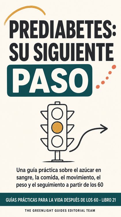 Prediabetes: su siguiente paso — Una persona mayor prepara un plato equilibrado y se dispone a salir a dar un paseo corto; hay un medidor de glucosa presente, pero no domina la escena.