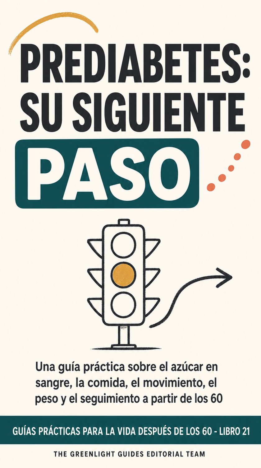 Prediabetes: su siguiente paso — Una persona mayor prepara un plato equilibrado y se dispone a salir a dar un paseo corto; hay un medidor de glucosa presente, pero no domina la escena.