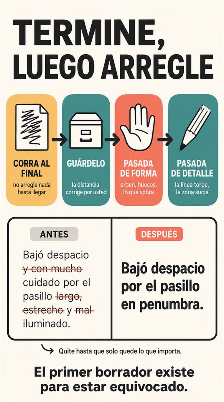Una persona mayor desarrolla un proyecto creativo desde el primer boceto hasta la revisión y el momento de compartirlo.