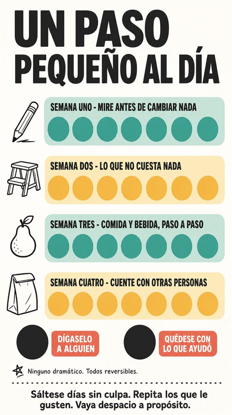 Una progresión serena de treinta días mostrada como cuatro grupos semanales y dos días de repaso, con formas sencillas y sin texto legible.
